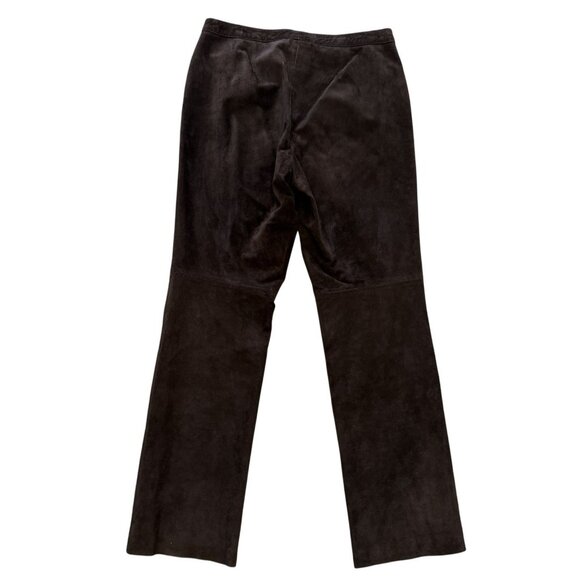 INC Leather Suede Brown Womens Lined Pants Chic Design Quiet Luxury Size 10 - Picture 5 of 8